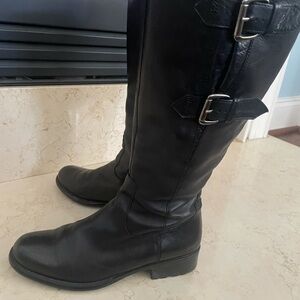 Clarks Black Over the Knee Boots with Buckle Detail